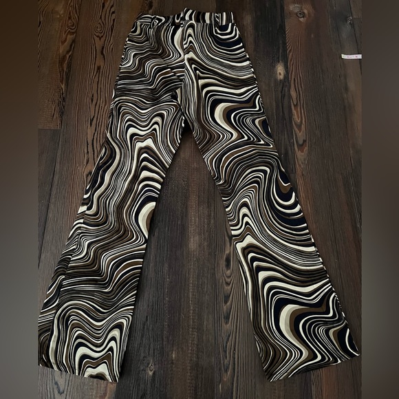MOTEL ROCKS Denim Size:S Zoven Ripple Swirl High Waist Trouser Pants - Picture 3 of 12
